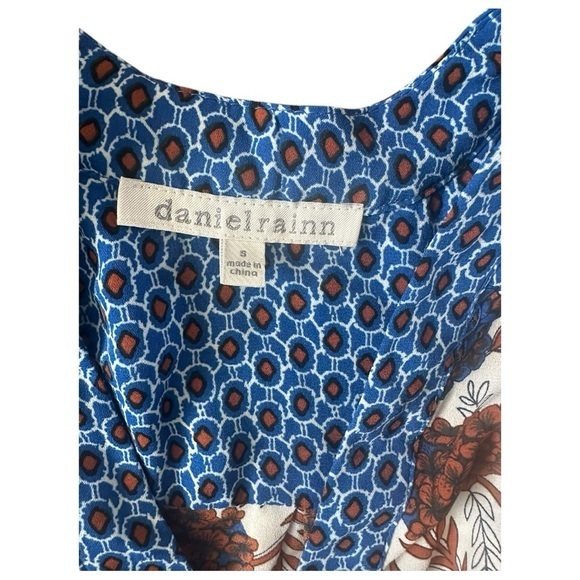 Daniel Rainn Boho Floral Wrap Blouse Size S‎ Long Sleeve V-Neck Lightweight Top - Picture 3 of 4